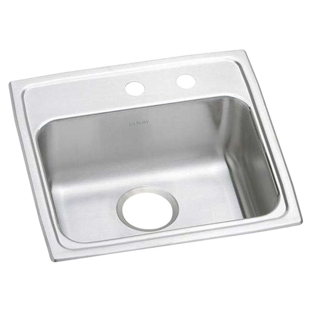 Elkay Lustertone Classic Stainless Steel 19-1/2" x 19" x 5-1/2" MR2-Hole Single Bowl Drop-in ADA Sink