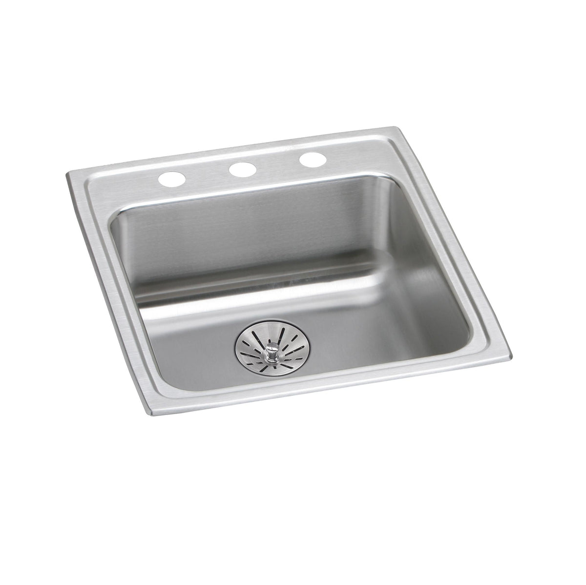 Elkay Lustertone Classic Stainless Steel 19-1/2" x 22" x 6-1/2" 3-Hole Single Bowl Drop-in ADA Sink with Perfect Drain®