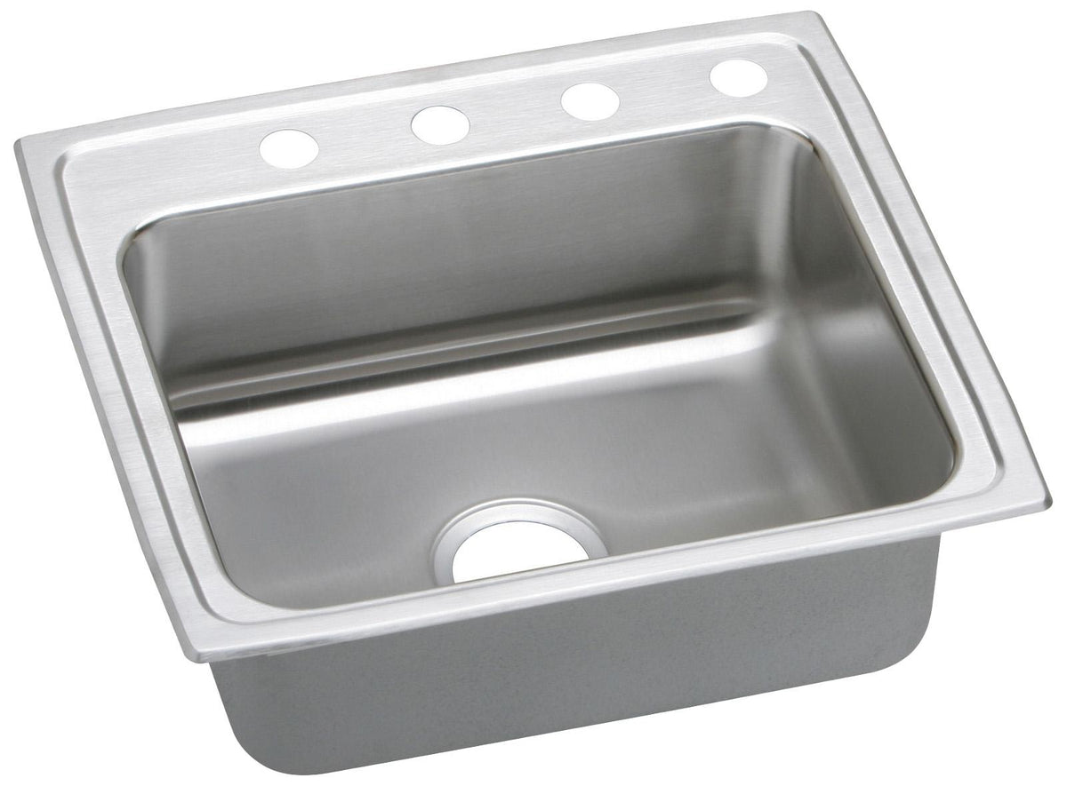 Elkay Lustertone Classic Stainless Steel 22" x 19-1/2" x 6-1/2" 3-Hole Single Bowl Drop-in ADA Sink w/Quick Clip