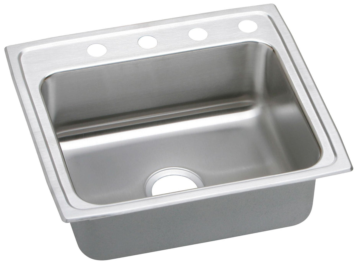Elkay Lustertone Classic Stainless Steel 25" x 21-1/4" x 5-1/2" 1-Hole Single Bowl Drop-in ADA Sink w/Quick-clip
