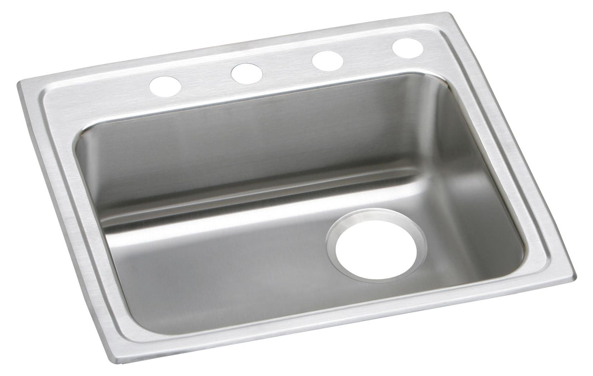 Elkay Lustertone Classic Stainless Steel 25" x 21-1/4" x 6-1/2" 4-Hole Single Bowl Drop-in ADA Sink w/Right Drain