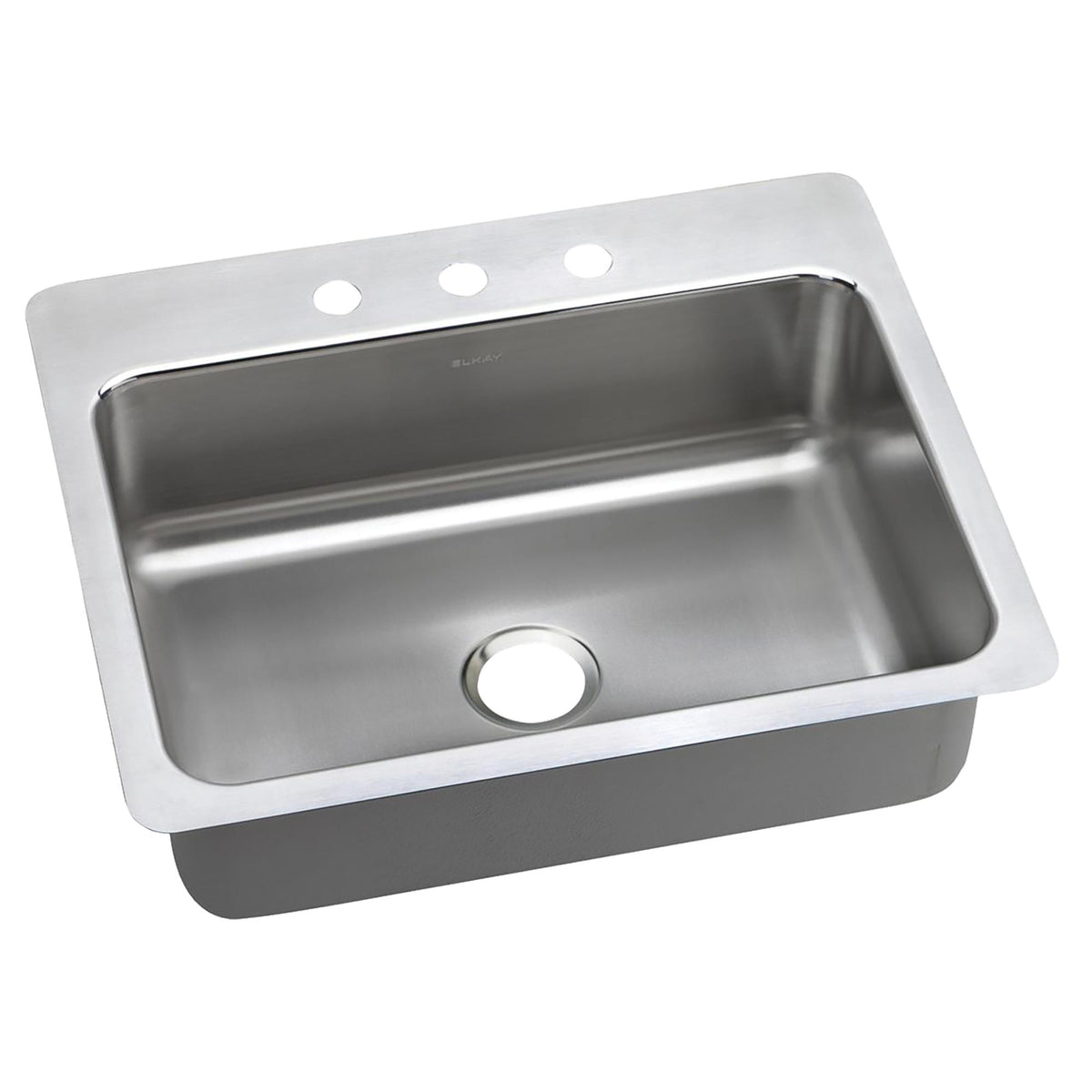 Elkay Lustertone Classic Stainless Steel 27" x 22" x 8" 3-Hole Single Bowl Dual Mount Sink