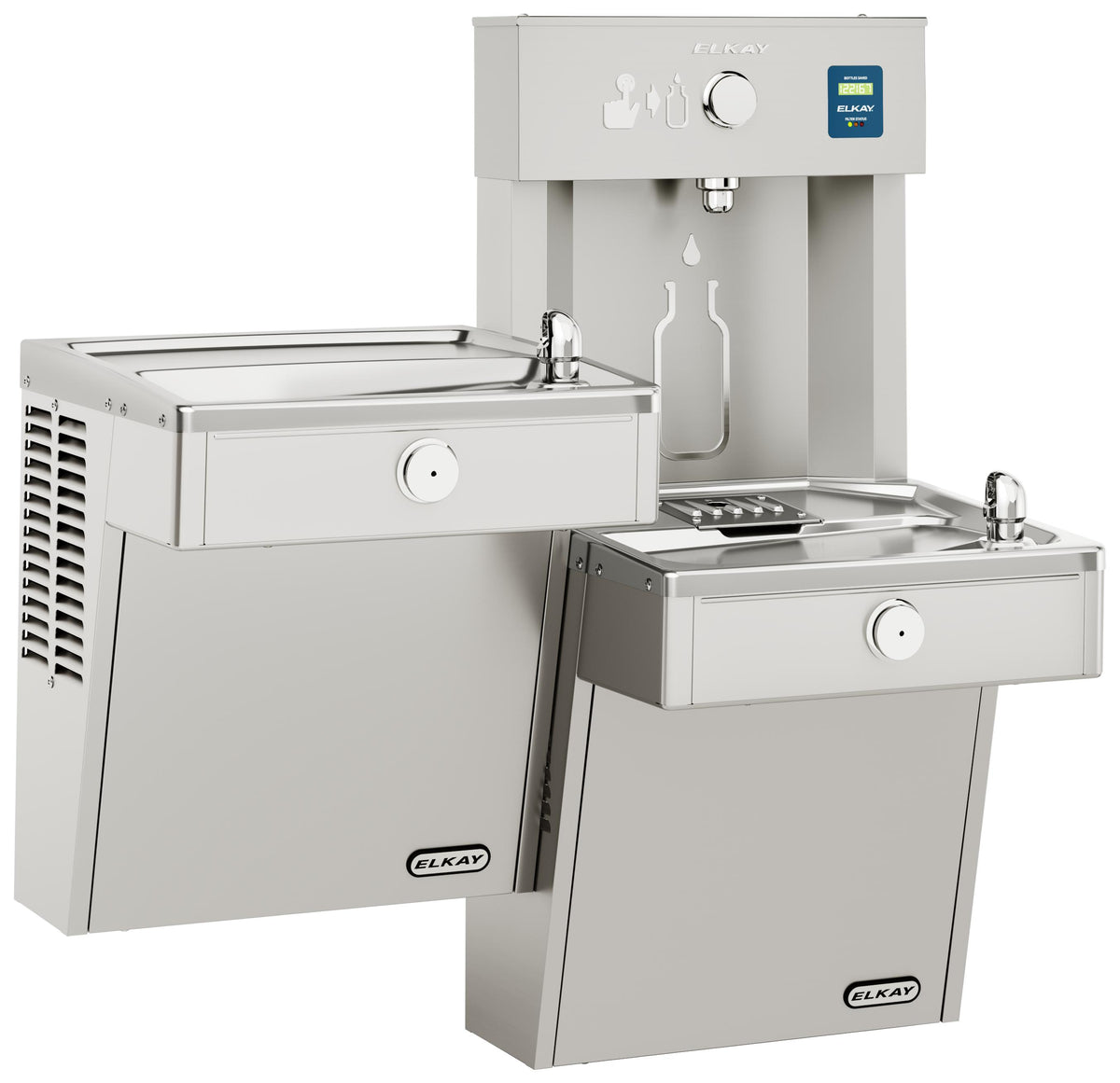 Elkay ezH2O Vandal-Resistant Bottle Filling Station & Bi-Level Cooler Filtered Refrigerated Stainless