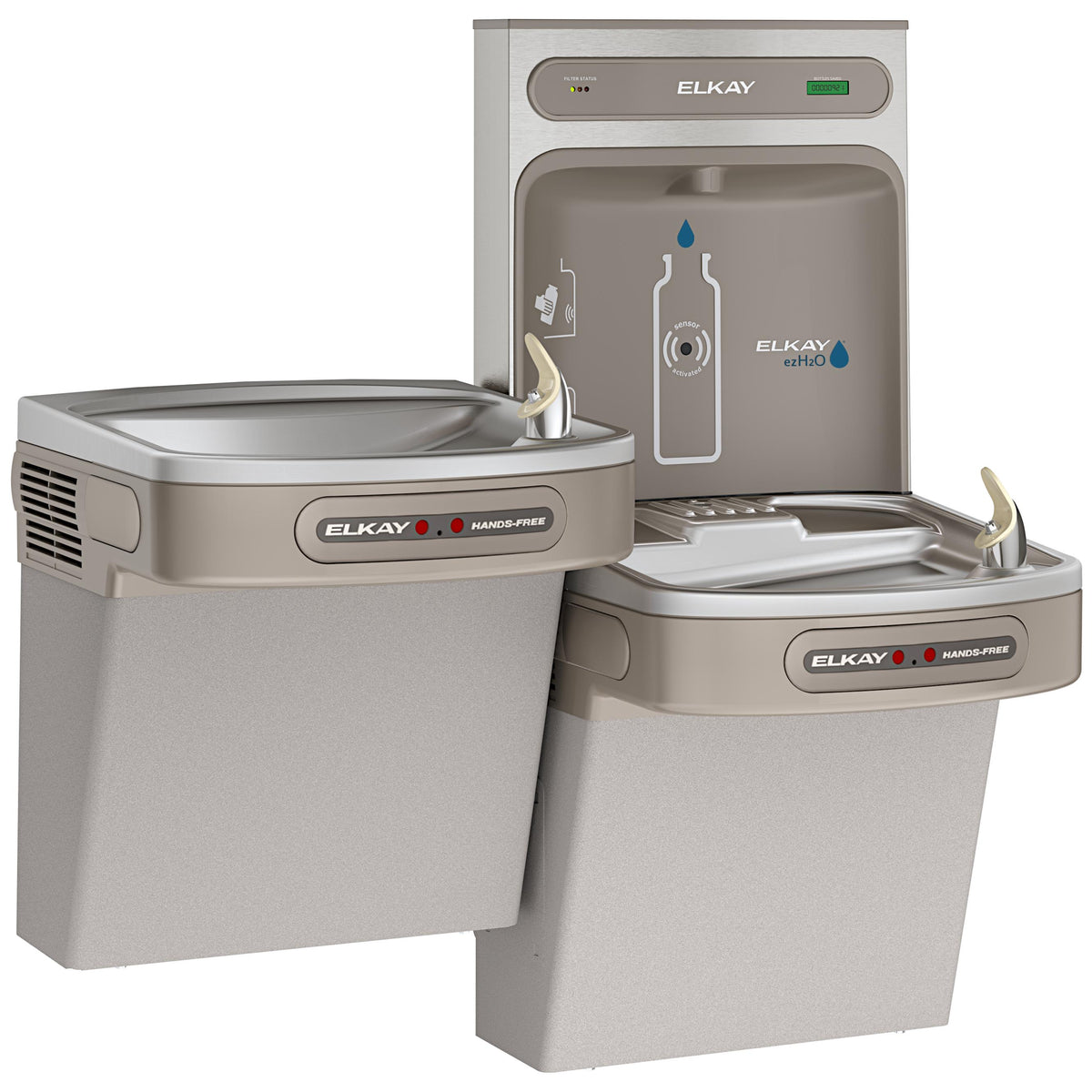 Elkay ezH2O Bottle Filling Station with Bi-Level ADA Cooler Dual Hands Free Activation Filtered Refrigerated Light Gray
