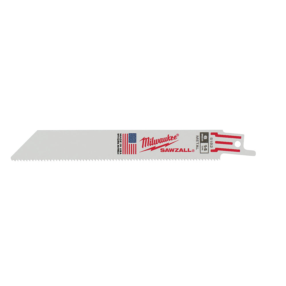 Milwaukee 48-00-5182 6" | 14-TPI SAWZALL Blades (Pack of 5)
