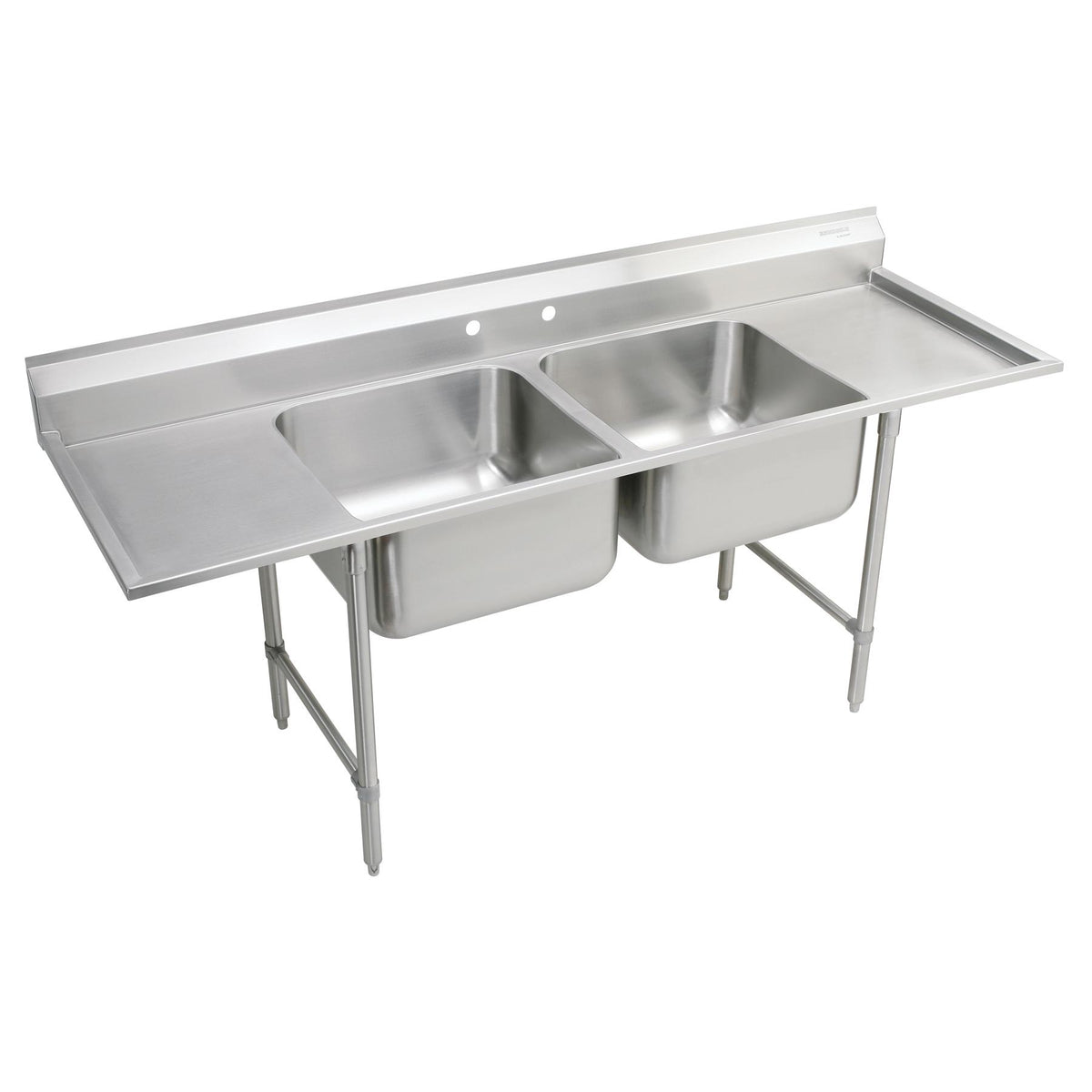 Elkay Rigidbilt Stainless Steel 77-1/4" x 29-3/4" x 12-3/4" Floor Mount Double Compartment Scullery Sink L&R Drainboards