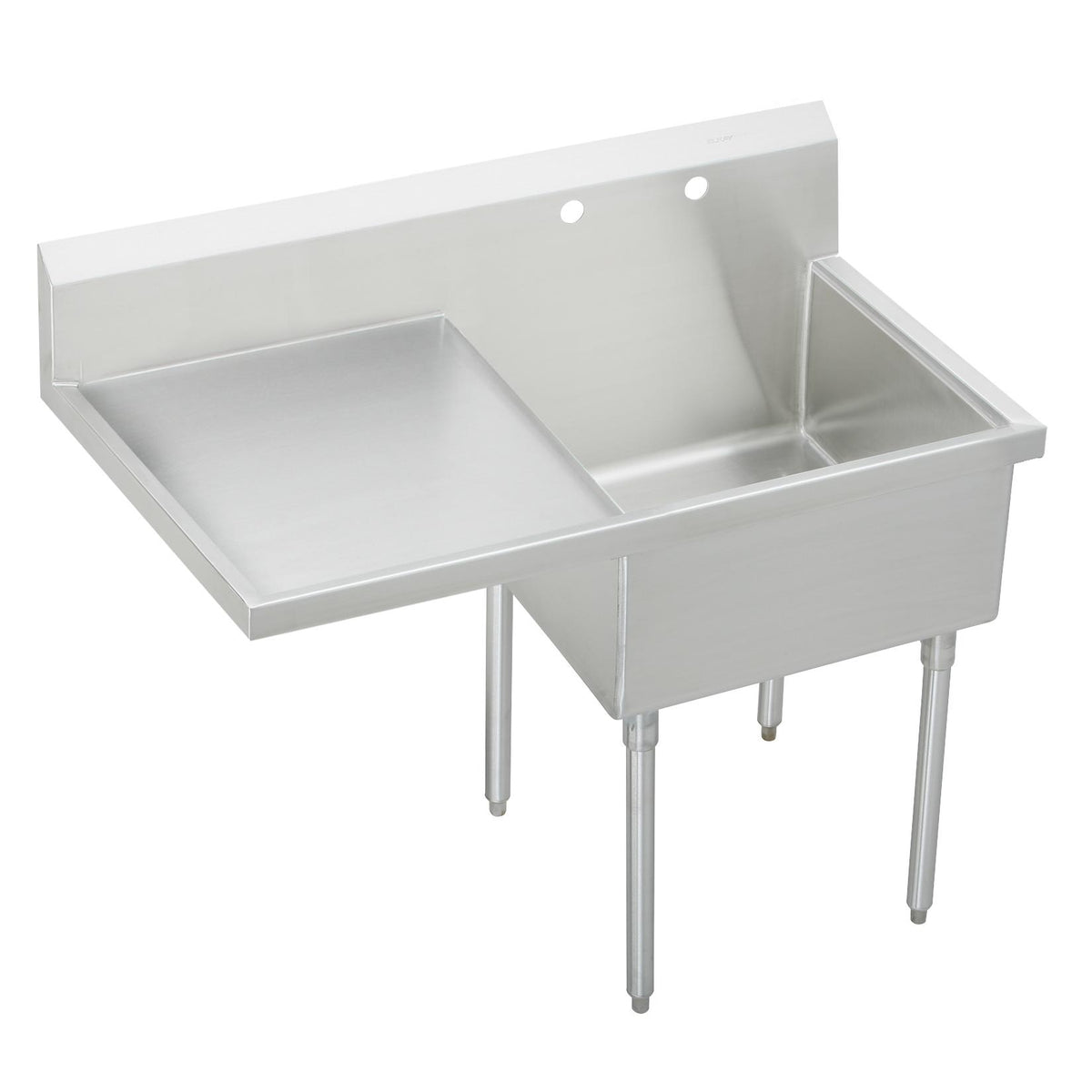 Elkay Sturdibilt Stainless Steel 49-1/2" x 27-1/2" x14" Floor Mount Single Compartment 2-Hole Scullery Sink w/Left Drainboard