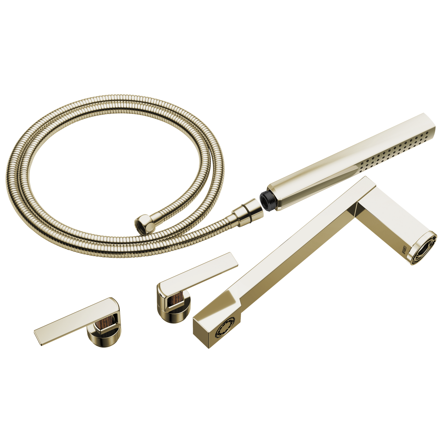 Brizo Frank Lloyd Wright T70399 Two-Handle Tub Filler Trim Kit with Gap Lever Handles - Polished Nickel / Wood