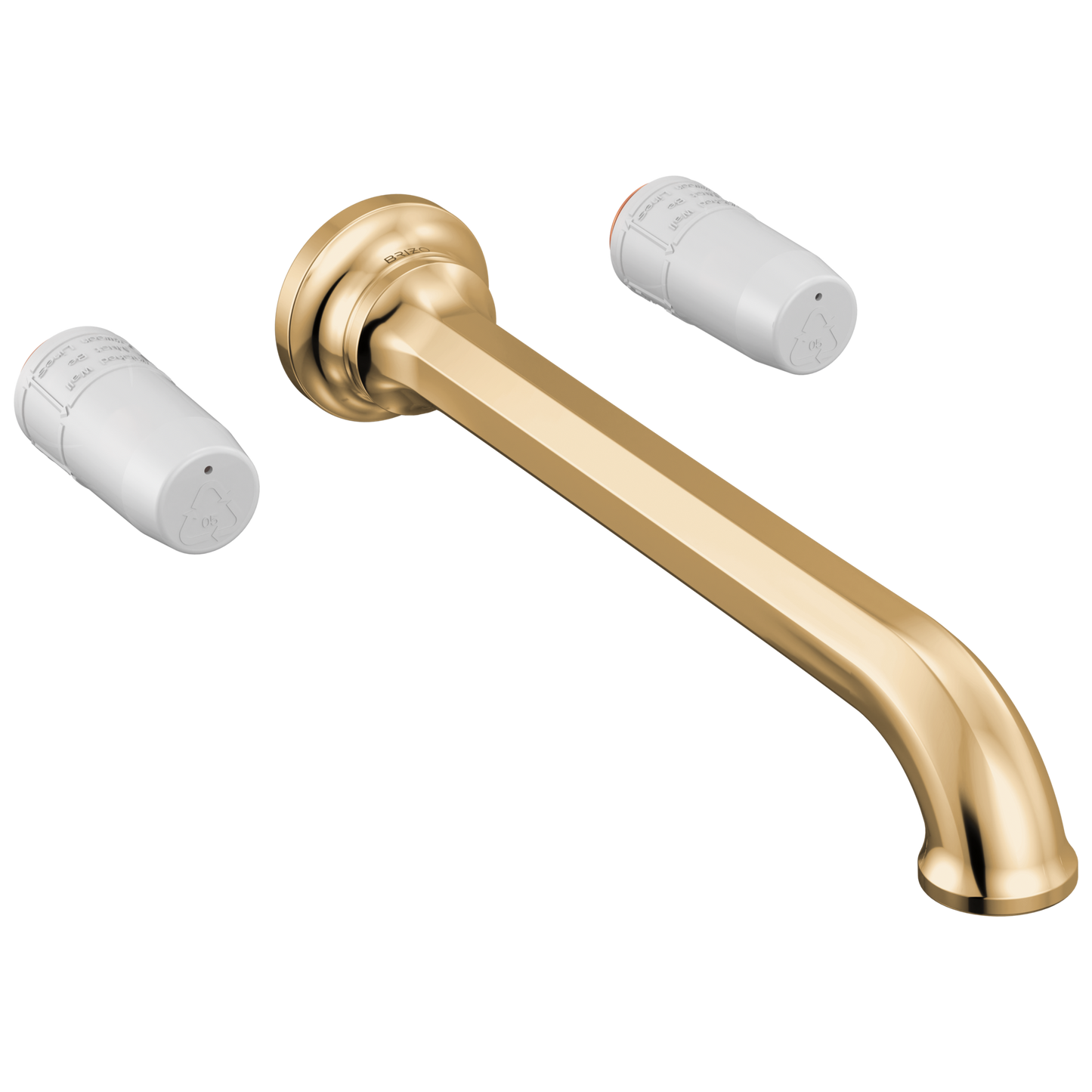 Brizo Beauclere T70465 Two Handle Wall Mount Tub Filler - Less Handles - Polished Gold