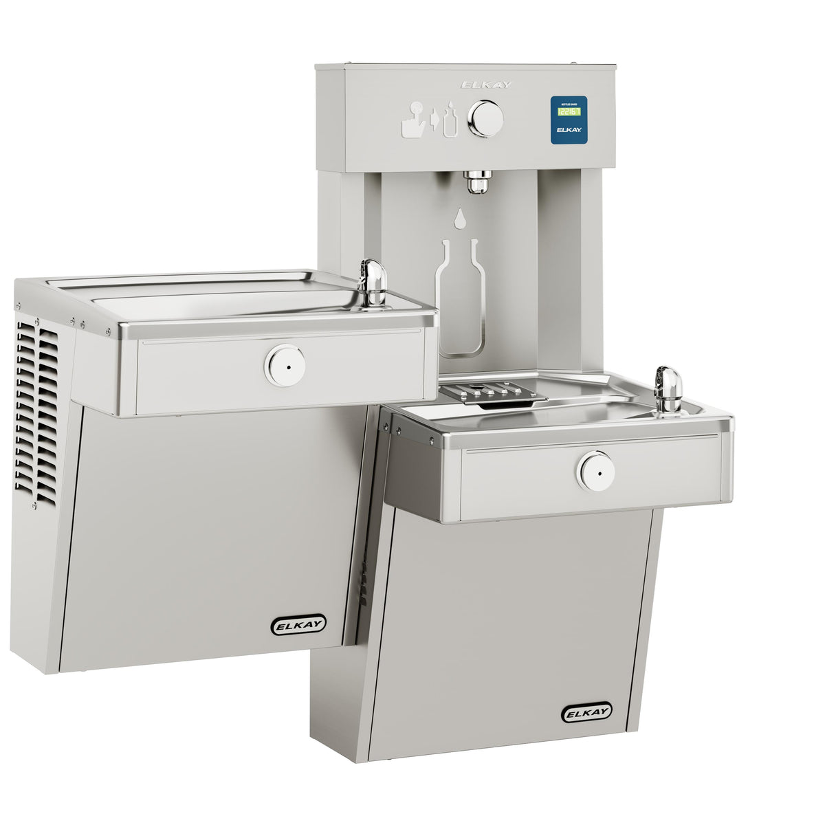 Elkay ezH2O Vandal-Resistant Bottle Filling Station & Bi-Level Cooler Non-Filtered Refrigerated Stainless