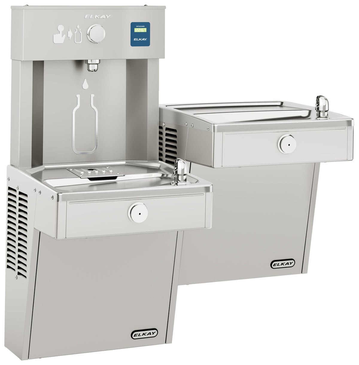Elkay ezH2O Vandal-Resistant Bottle Filling Station & Bi-Level Reverse Cooler Non-Filtered Refrigerated Stainless