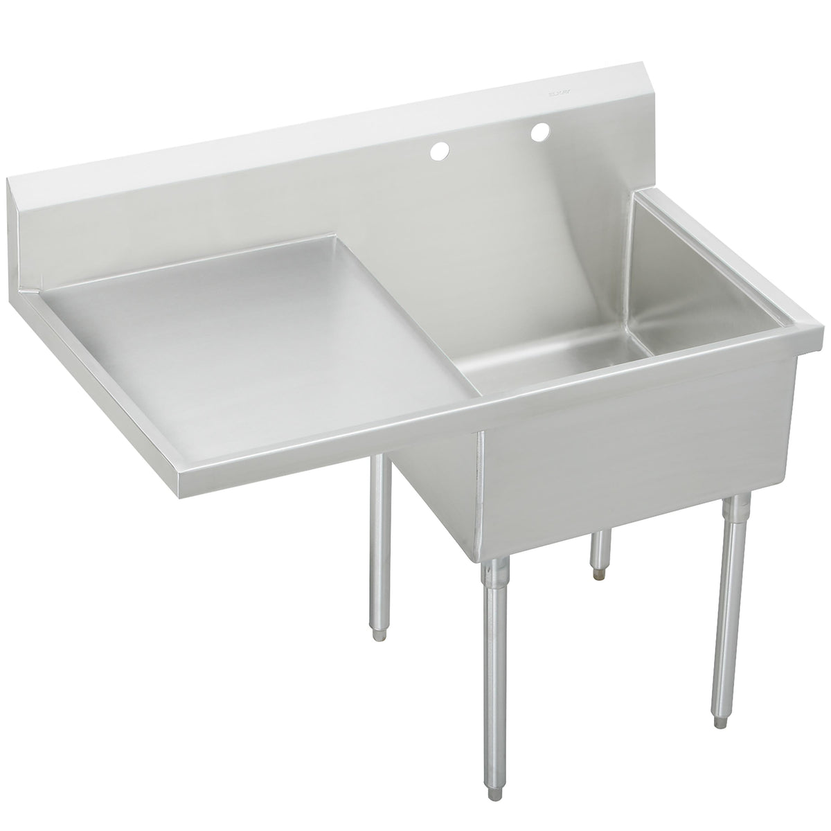 Elkay Weldbilt Stainless Steel 49-1/2" x 27-1/2" x 14" Floor Mount Single Compartment 2-Hole Scullery Sink w/Left Drainboard