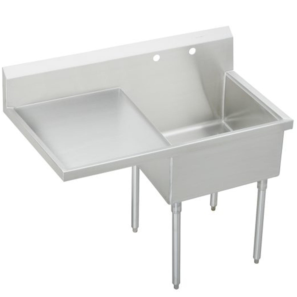 Elkay Weldbilt Stainless Steel 55-1/2" x 27-1/2" x 14" Floor Mount Single Compartment 2-Hole Scullery Sink w/Left Drainboard