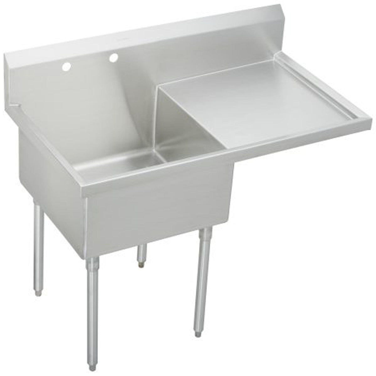 Elkay Weldbilt Stainless Steel 55-1/2" x 27-1/2" x 14" Floor Mount Single Compartment 2-Hole Scullery Sink w/Right Drainboard