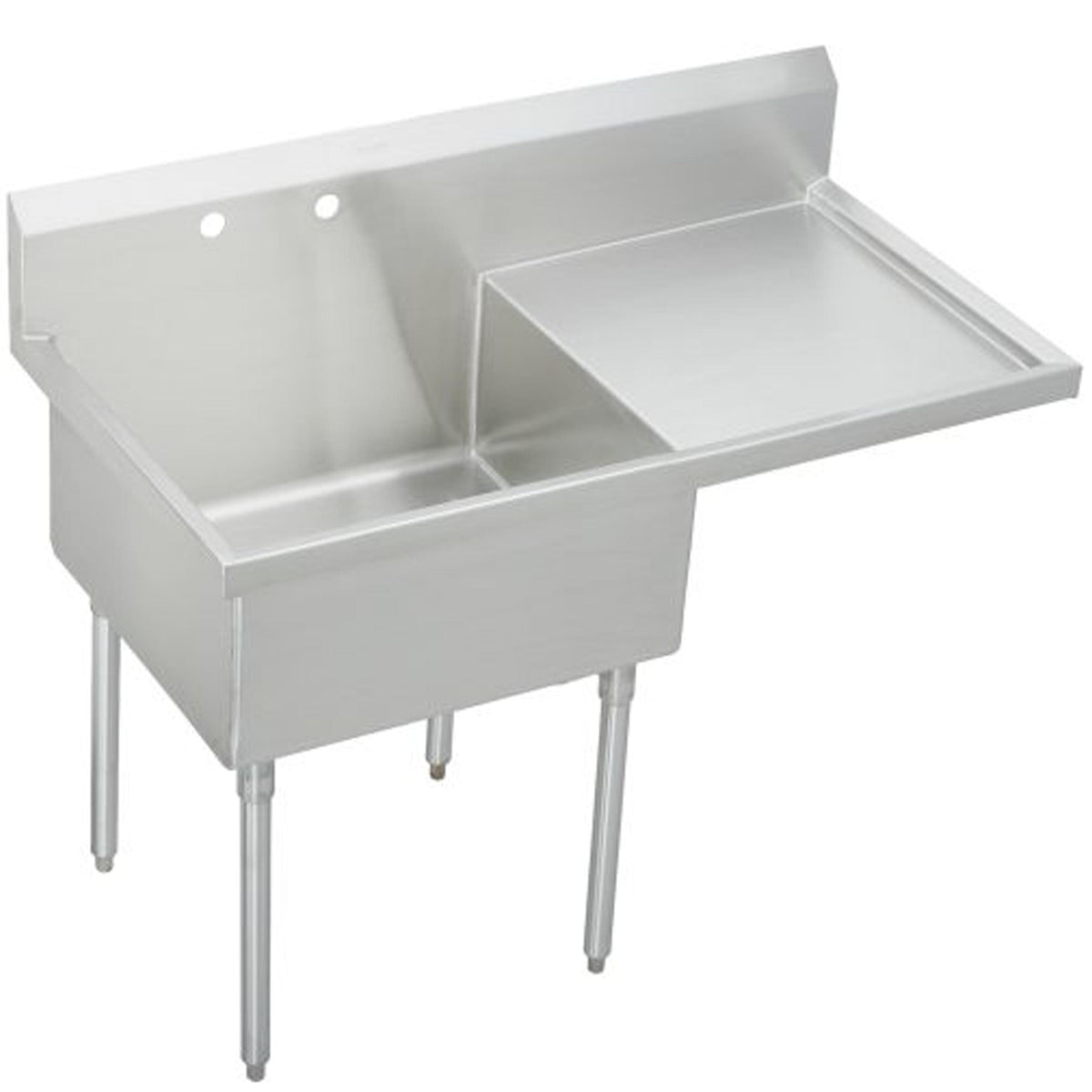 Elkay Weldbilt Stainless Steel 61-1/2" x 27-1/2" x 14" Floor Mount Single Compartment 2-Hole Scullery Sink w/Right Drainboard