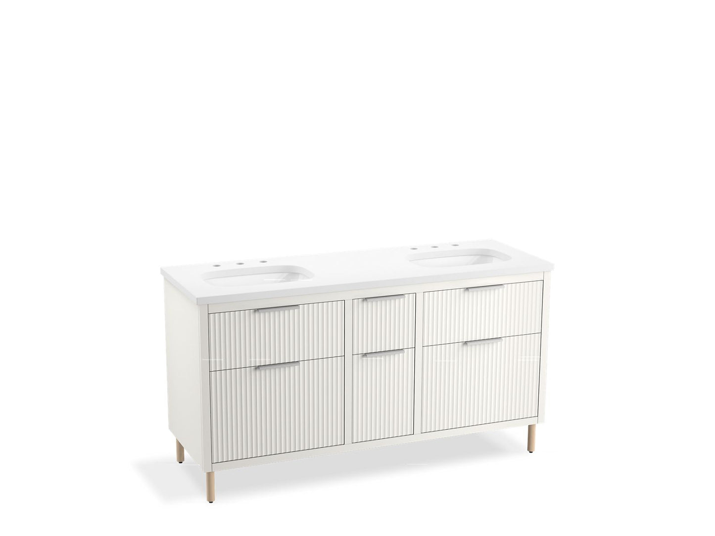 KOHLER K-32173-ASB Spacity 60" wall-hung bathroom vanity cabinet with sinks and quartz top