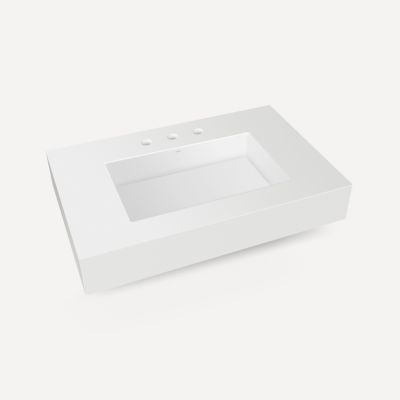 Robern Engineered Stone Top Integrated Basin Vanity Top, 36" x 6" x 23", Center Integrated Sink, Three Hole, For Bodo and Skaarsgard