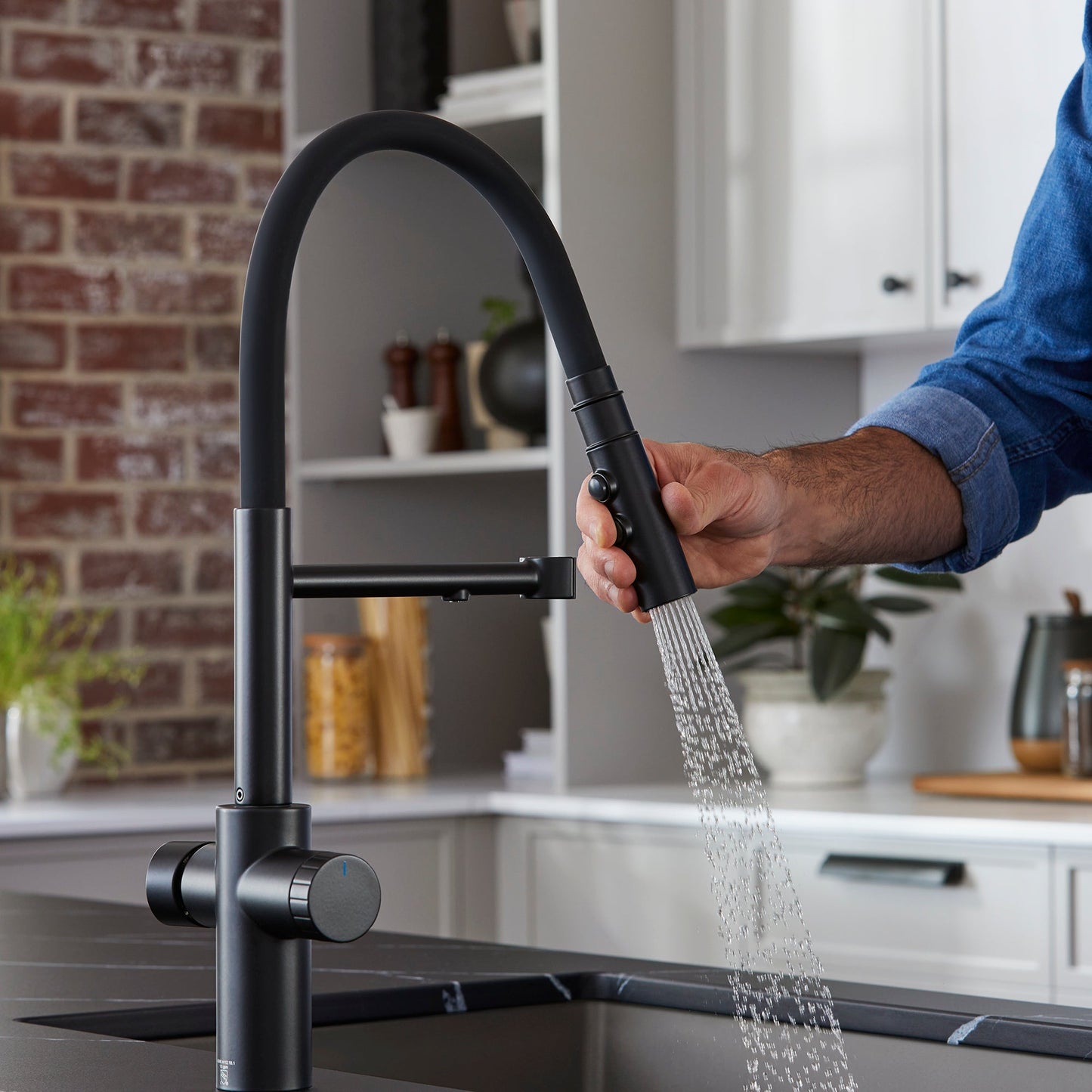 Matte Black - BLANCO Catris Flexo Filter-Ready Semi-Pro Pull-Down Dual-Spray Kitchen Faucet