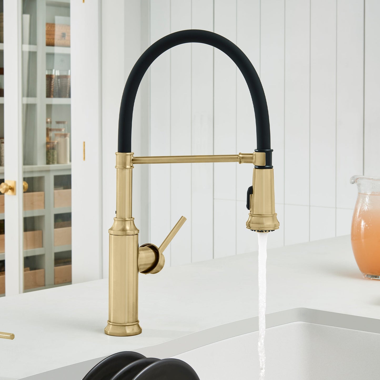 Satin Gold - BLANCO Empressa Semi-Pro Pull-Down Dual-Spray Kitchen Faucet