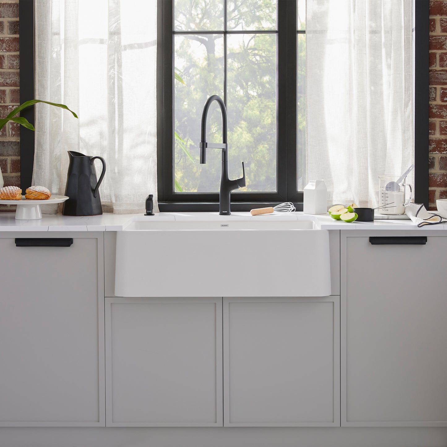 White - BLANCO Ikon SILGRANIT 30" Single Bowl Apron-Front Farmhouse Sink
