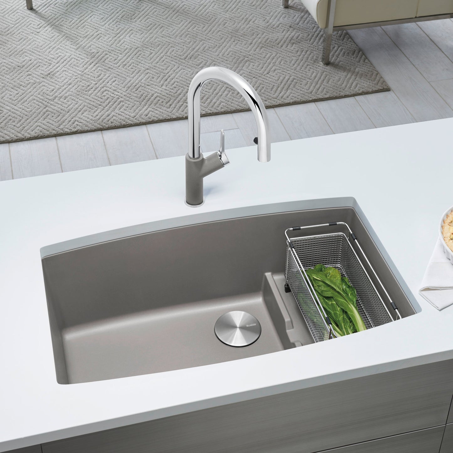 Truffle - BLANCO Performa Cascade SILGRANIT 32" Single Bowl Undermount Kitchen Sink with Colander