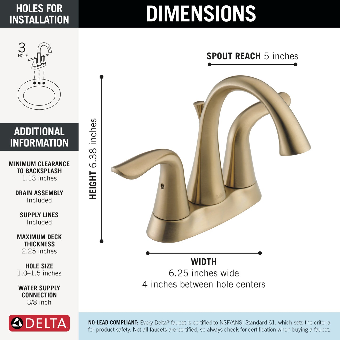 Delta Lahara 2538 Two Handle Centerset Bathroom Faucet