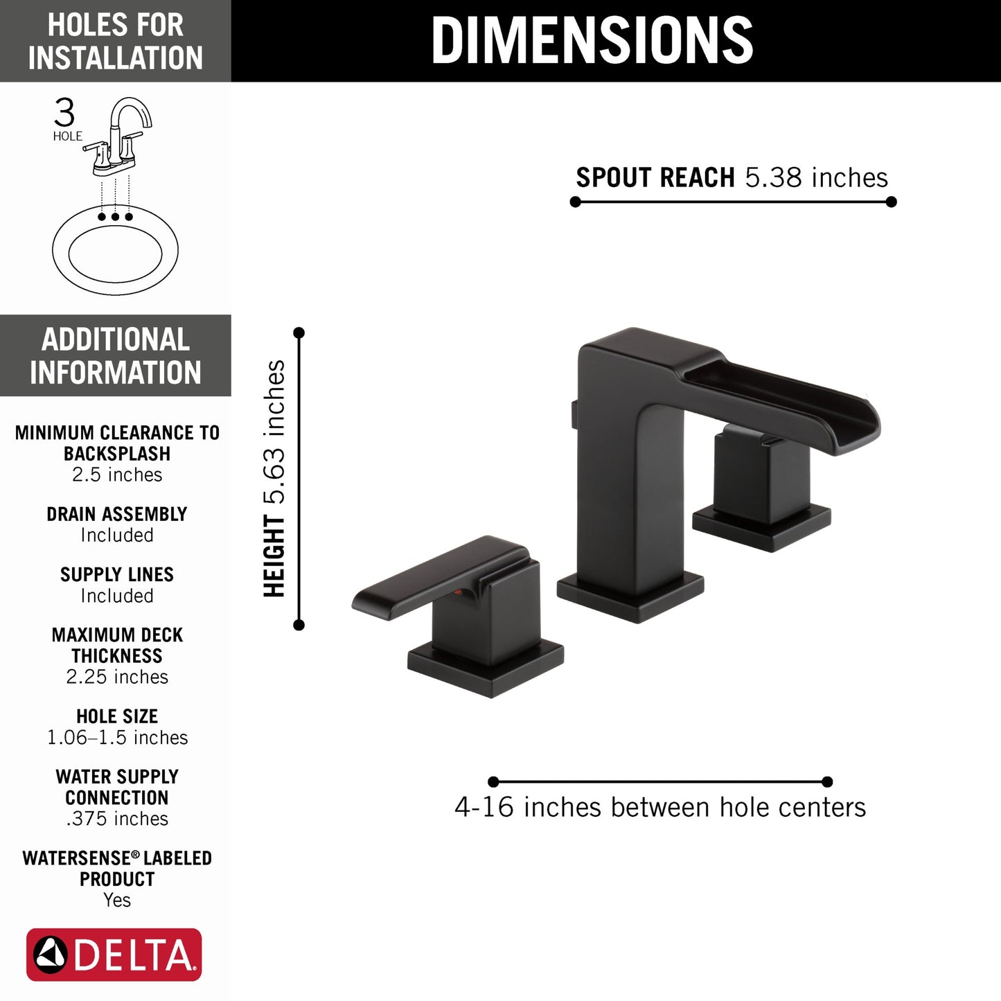 Delta Ara 3568LF Two Handle Widespread Channel Bathroom Faucet