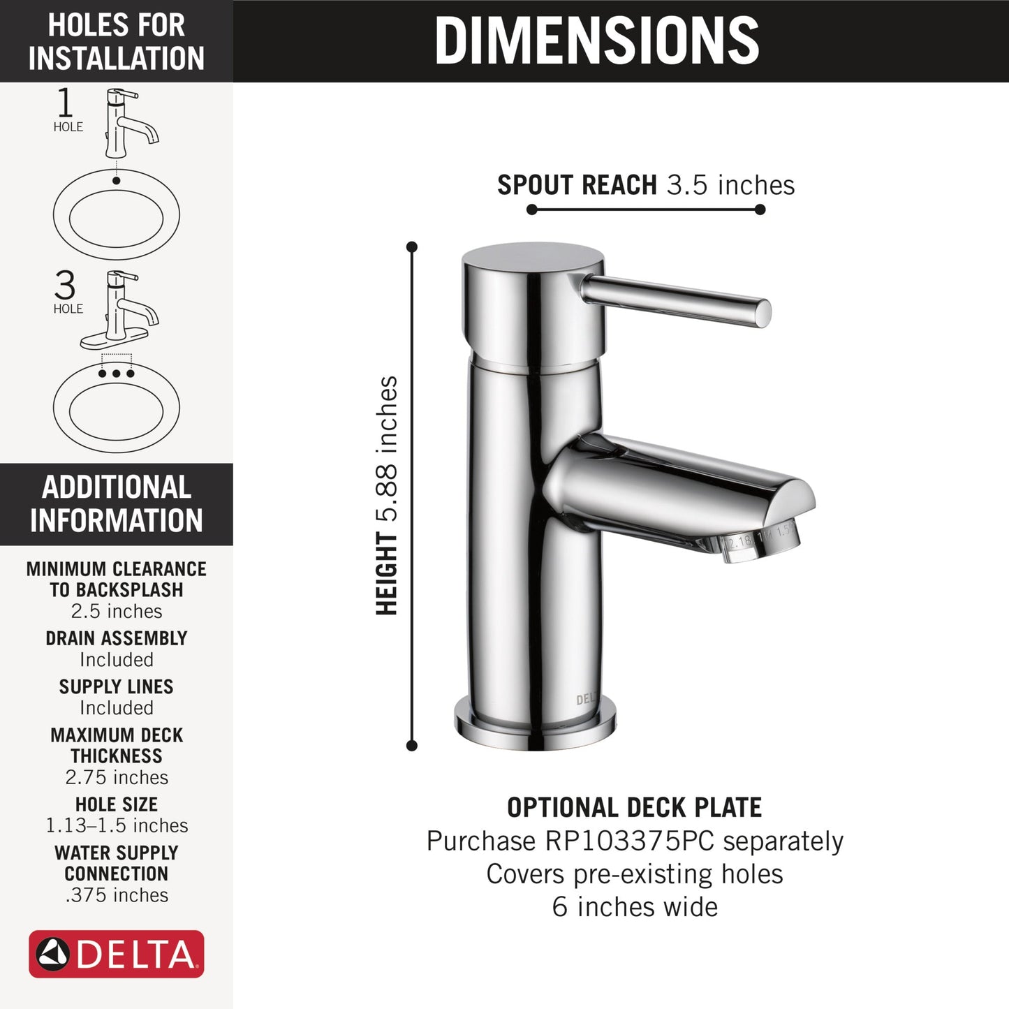 Delta Modern 559LF Single Handle Project-Pack Bathroom Faucet
