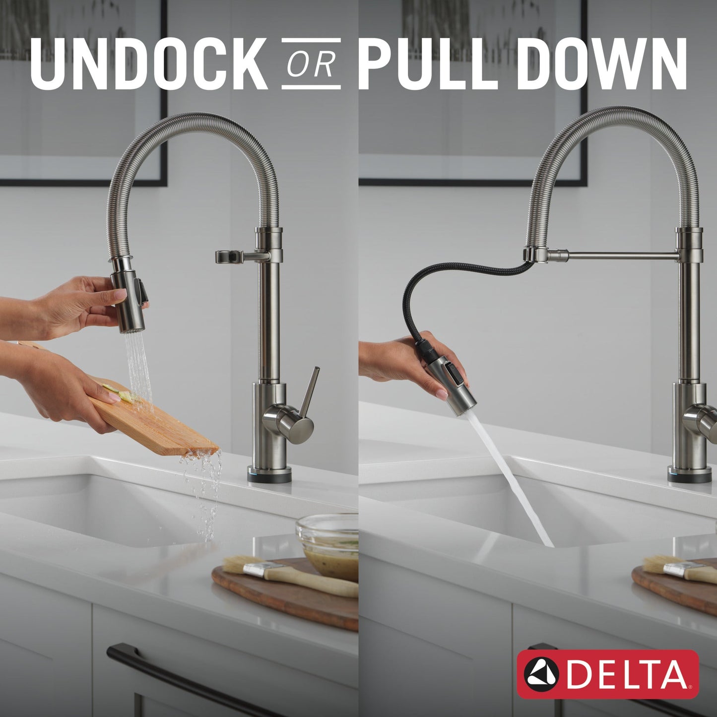 Delta Trinsic 9659TL TouchTouch 2O Technology Kitchen Faucet with Touchless Technology, black stainless - view 5