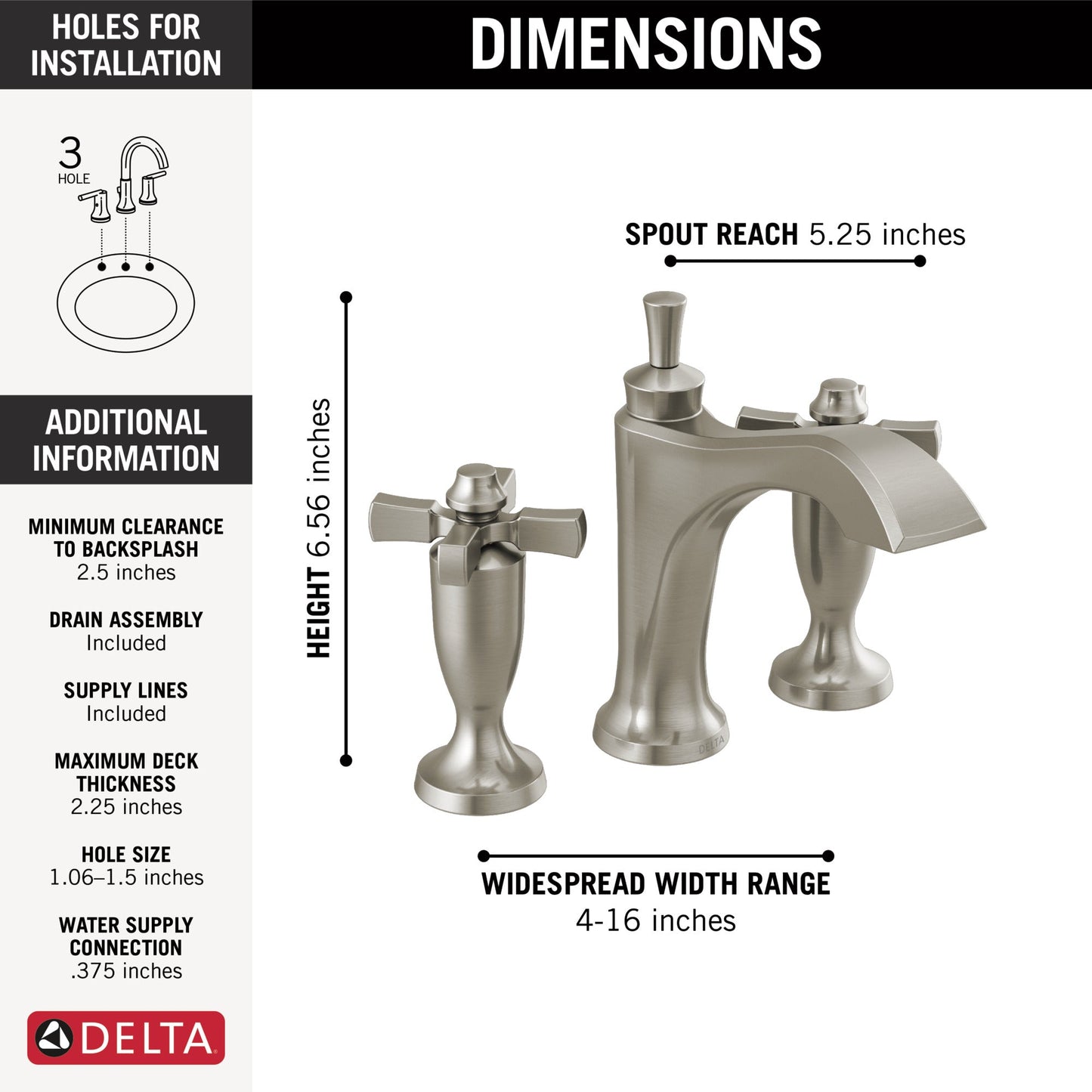 Delta Dorval 3557 Two Handle Widespread Bathroom Faucet