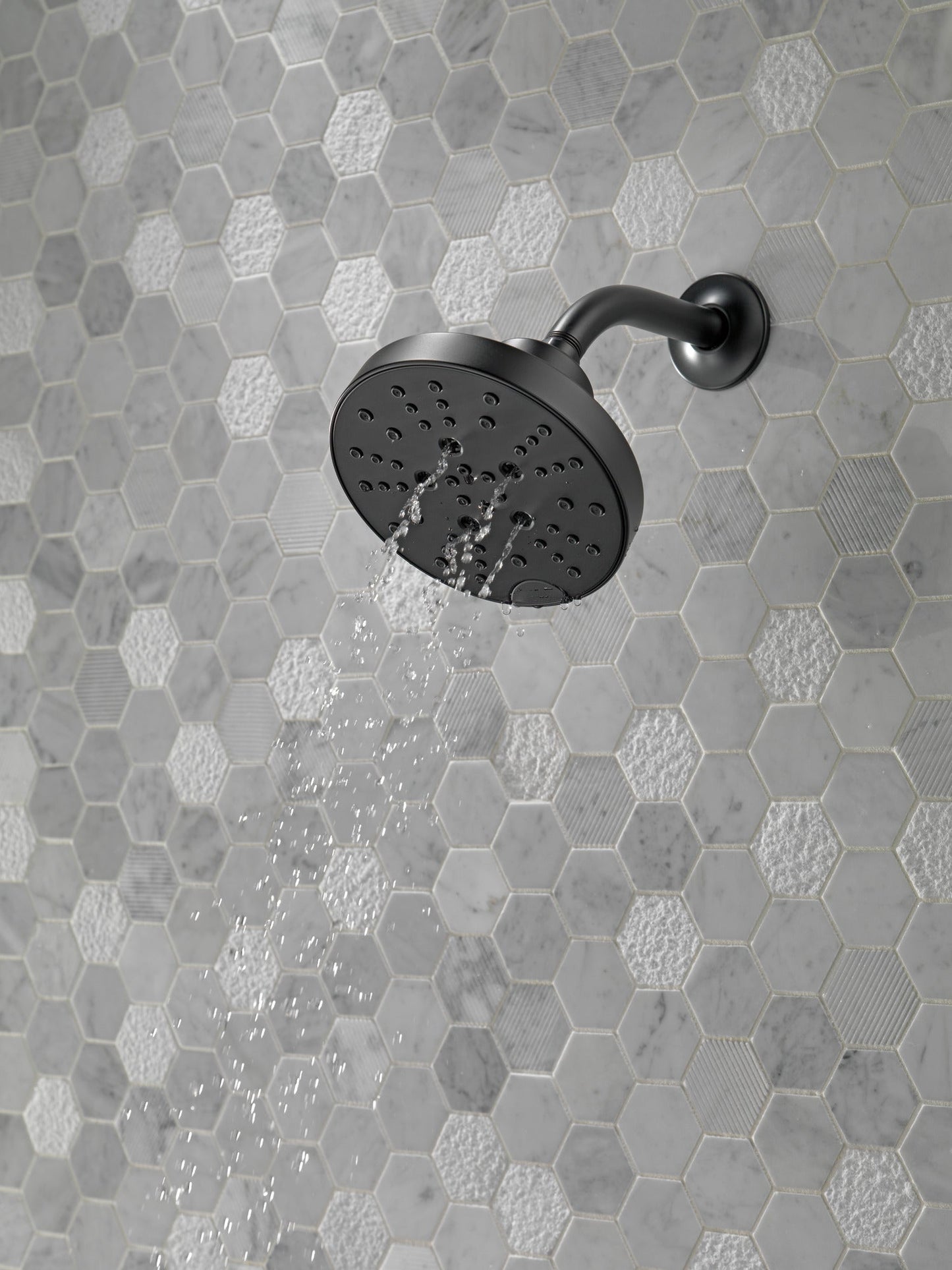 Delta Universal Showering Components 52668 H2OKINETIC 5-Setting Contemporary Raincan Shower Head, matte black - view 4