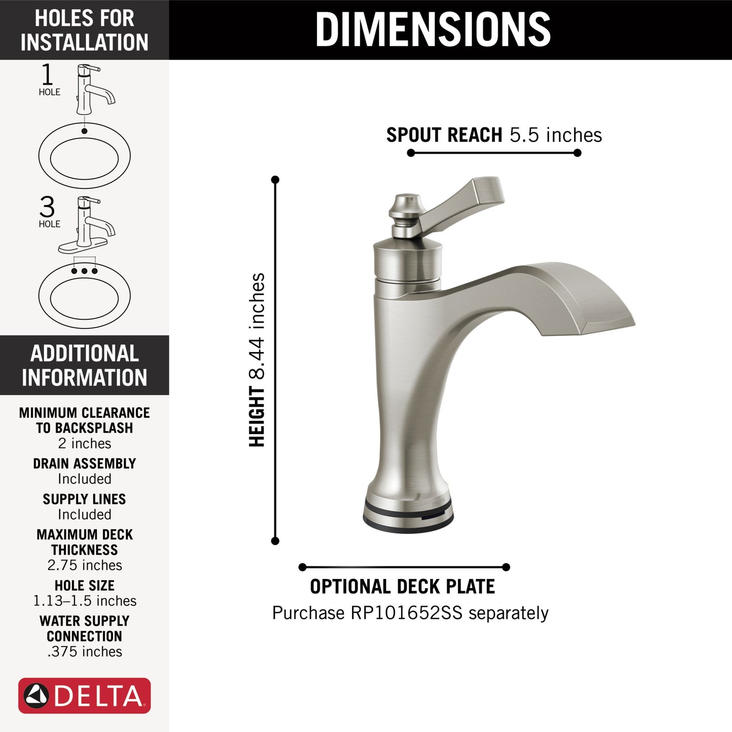 Delta Dorval 556T Touch2O Bathroom Faucet with Touchless Technology