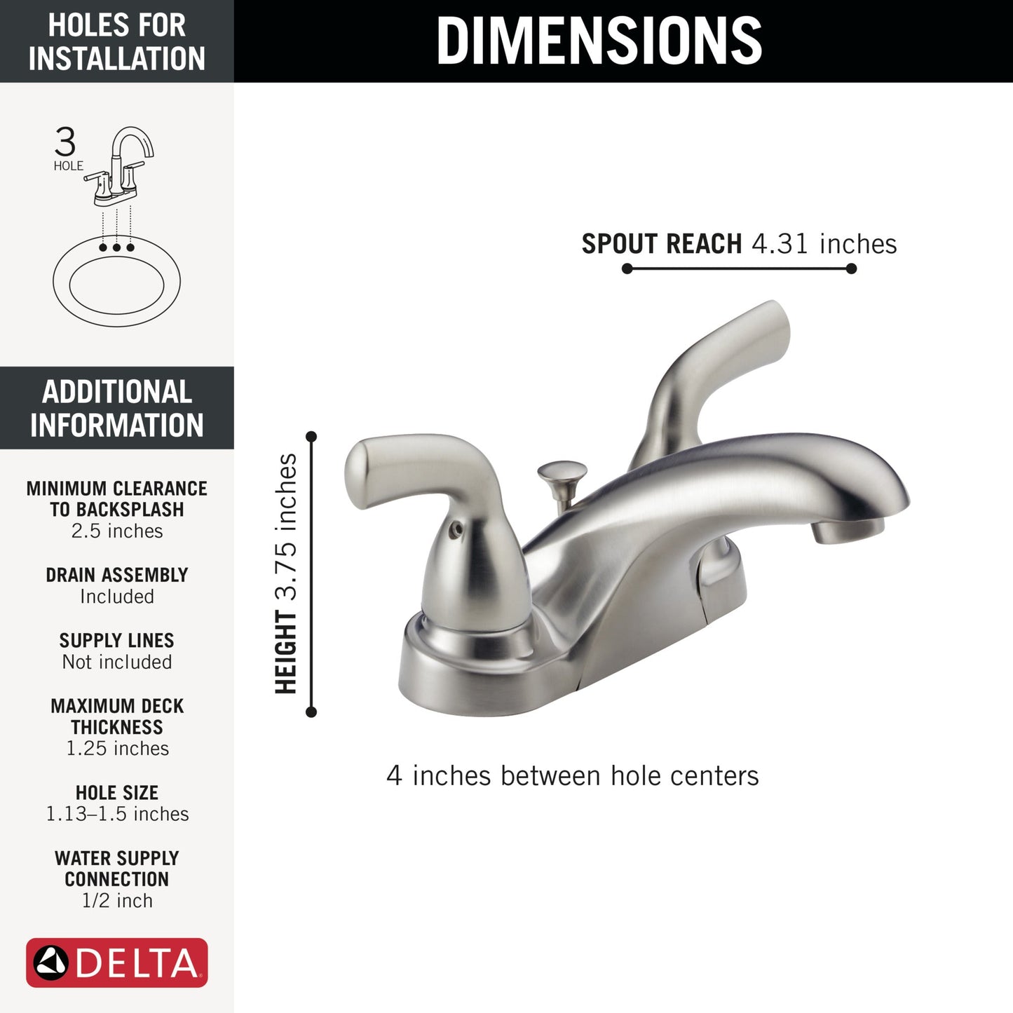 Delta Foundations B2510LF Two Handle Centerset Bathroom Faucet