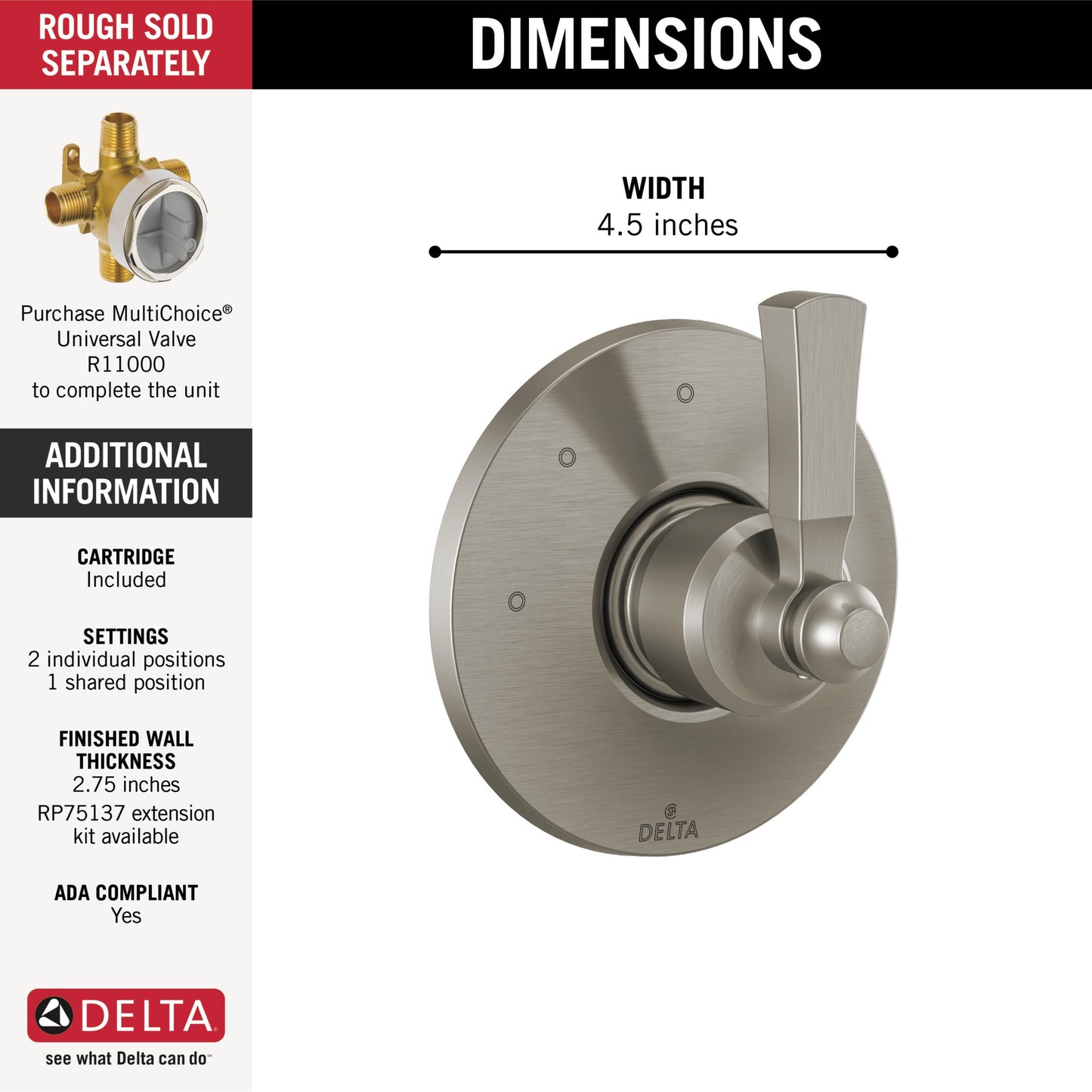 Delta Dorval T11856 3 Setting Diverter Trim