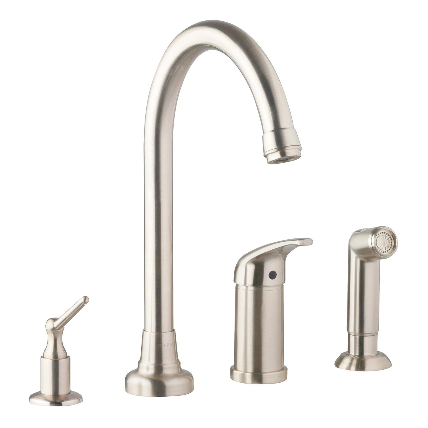 Gerber D409112 Melrose 1H High-Rise Kitchen Faucet w/ Soap Dispenser & Spray 1.75gpm Stainless Steel - Stainless Steel