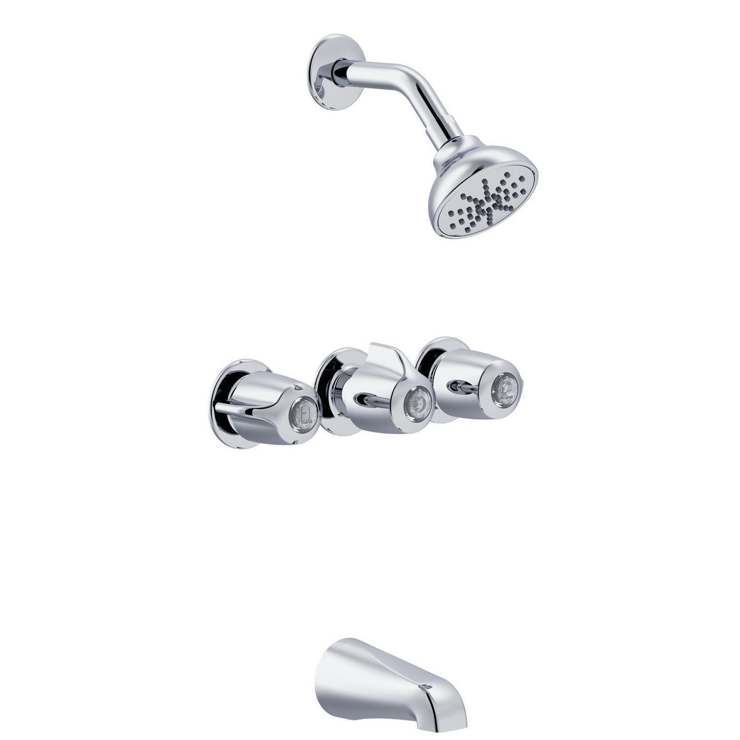 Gerber G004803083 Gerber Classics Three Handle Sliding Sleeve Escutcheon Tub & Shower Fitting with IPS/Sweat Connections & Threaded Spout 1.75gpm Chrome - Chrome