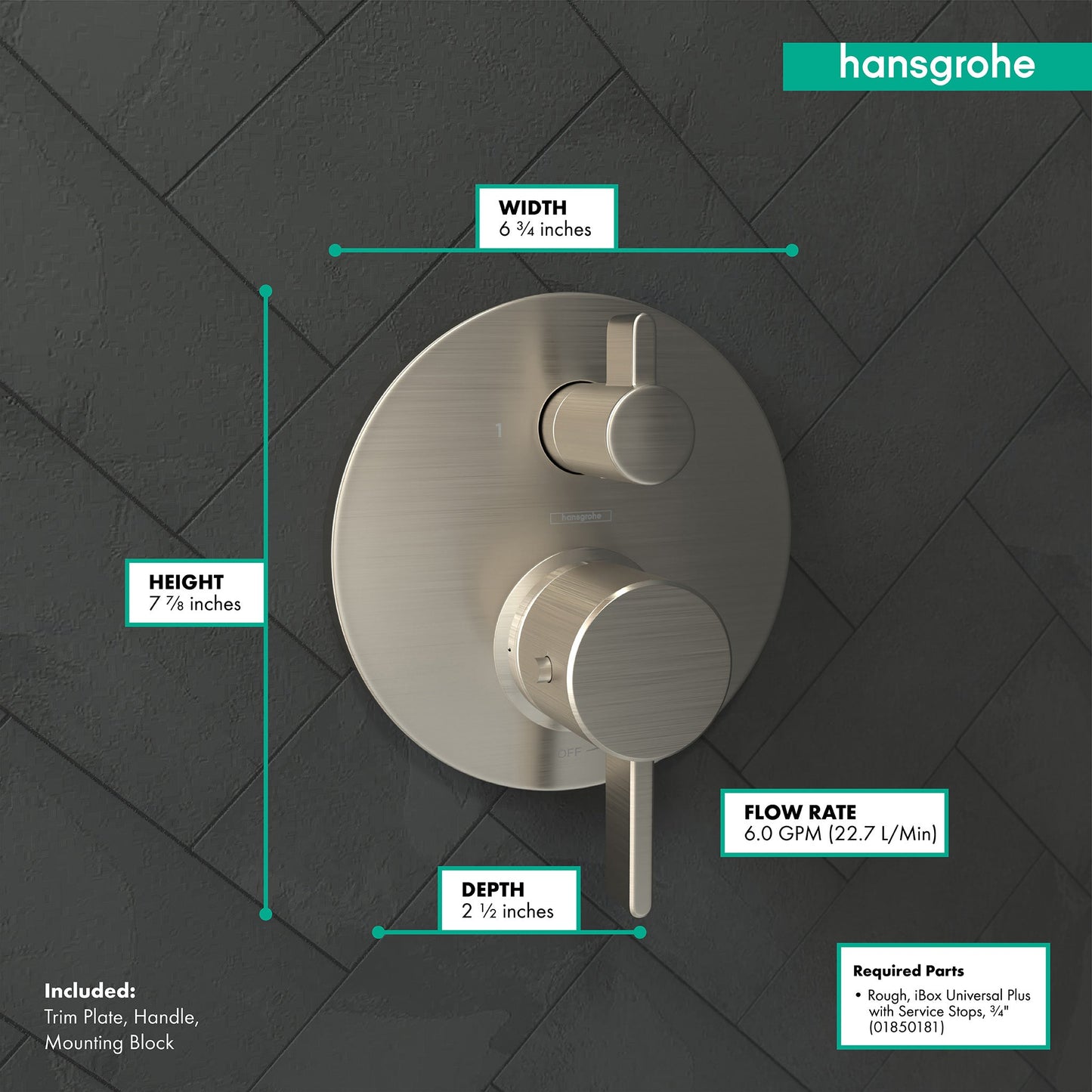 hansgrohe Ecostat Thermostatic Trim S with Volume Control