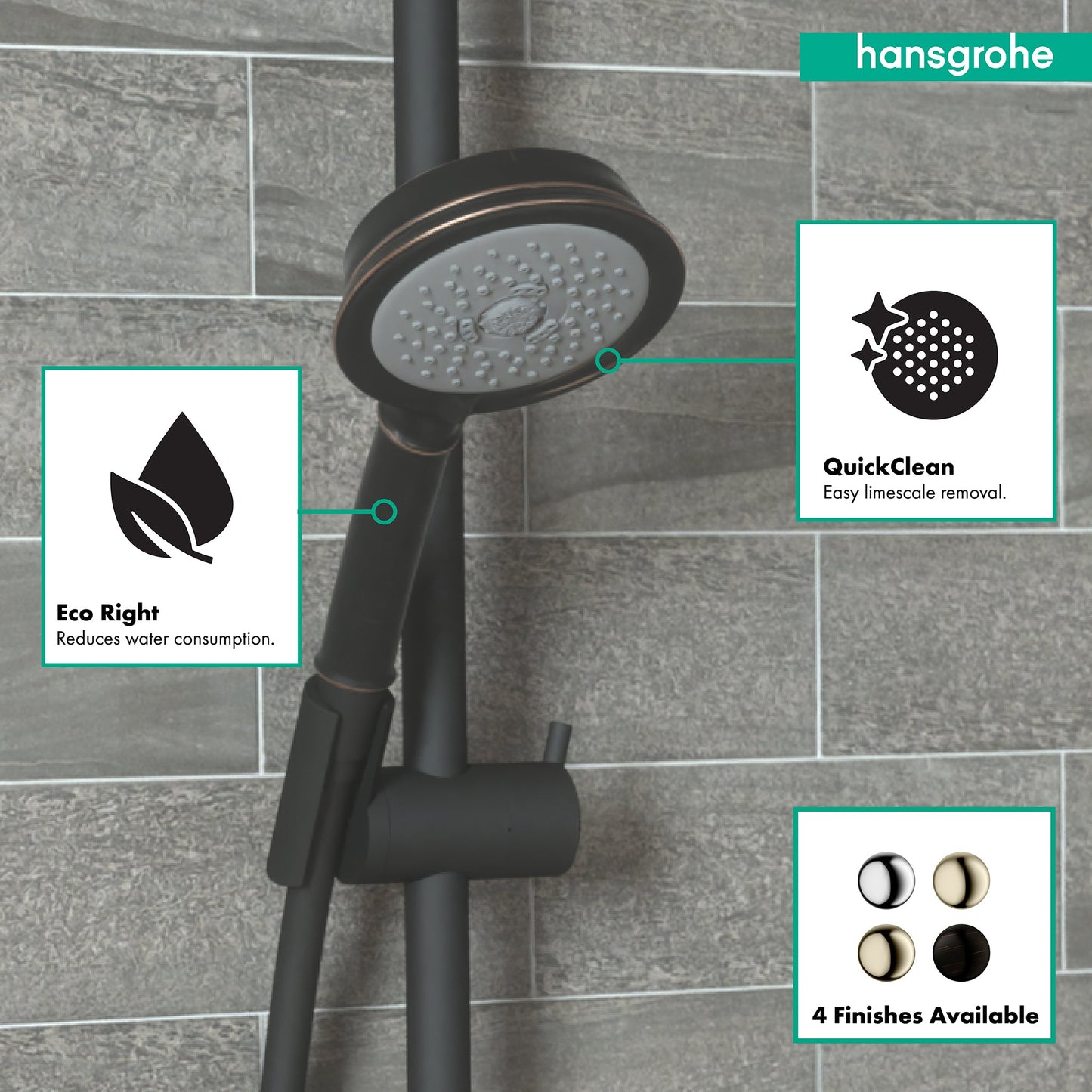 hansgrohe Croma 100 Classic Handshower 3-Jet, 1.8 GPM