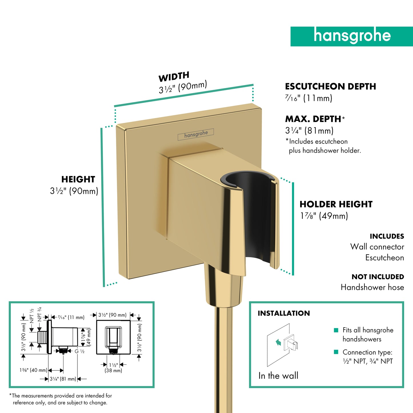 hansgrohe FixFit E Wall Outlet with Handshower Holder
