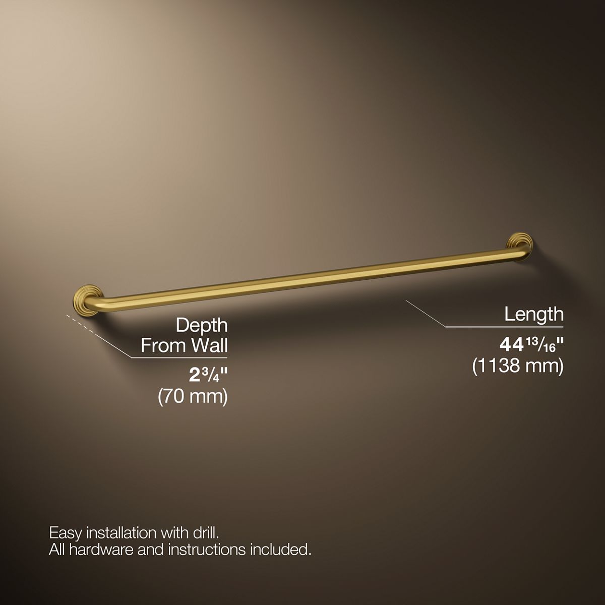 3/4 view of product with dimensions