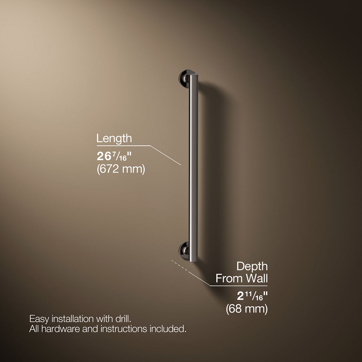 3/4 view of product with dimensions