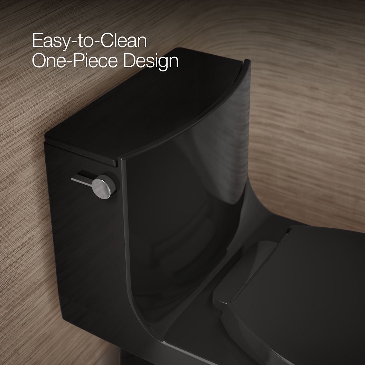 KOHLER K-1381-TBH Veil One-piece Elongated Toilet with Skirted Trapway, Dual-flush, Black Black - Shows close up detail of pr