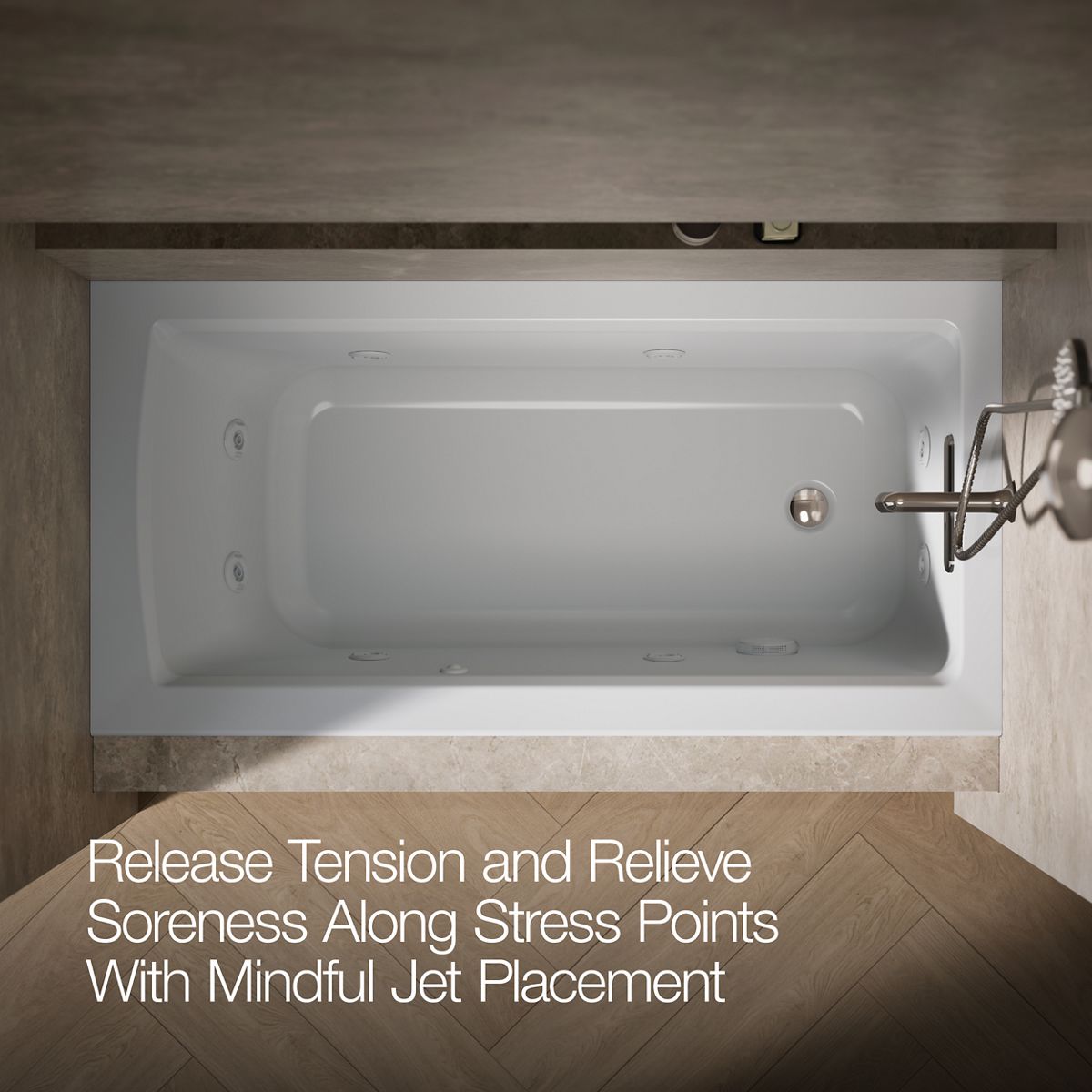 KOHLER K-1947-R Archer 60" x 30" alcove whirlpool bath, right drain