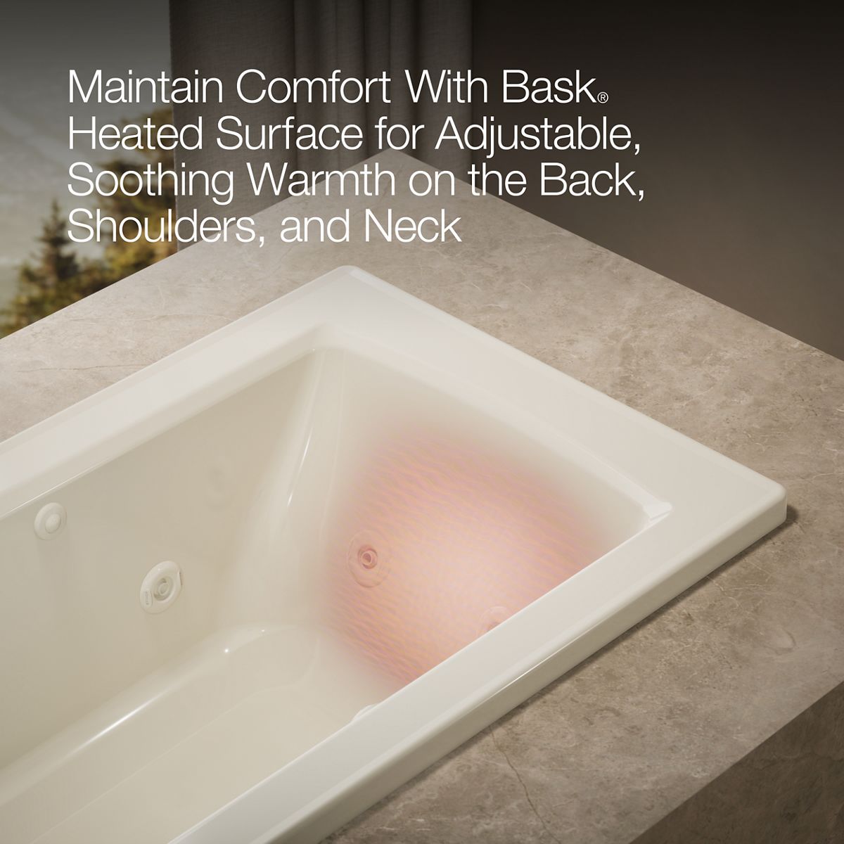 KOHLER K-1947-W1 Archer 60" x 30" drop-in whirlpool bath with Bask heated surface