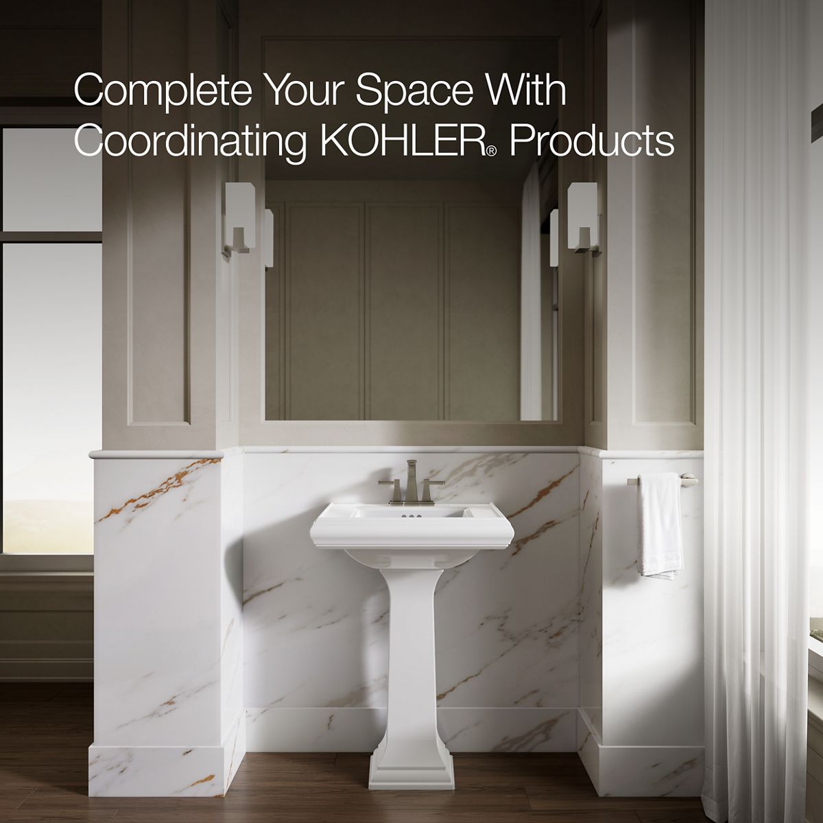 KOHLER K-2238-4 Memoirs 24-1/4" rectangular pedestal bathroom sink