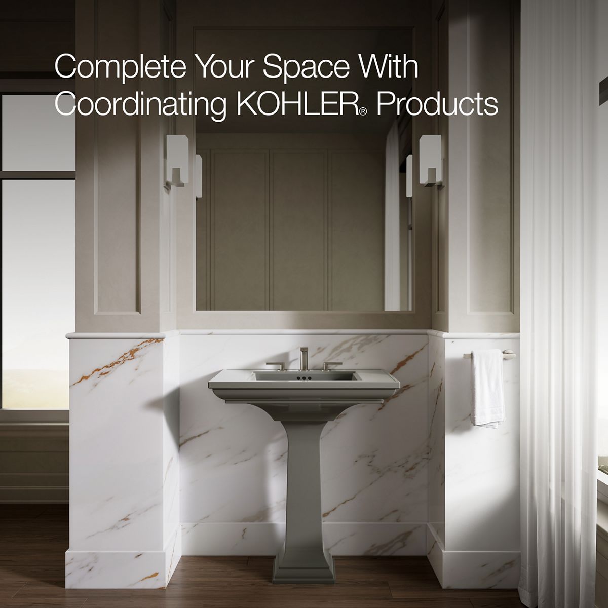 KOHLER K-2268-8 Memoirs Stately 30-3/4" rectangular pedestal bathroom sink