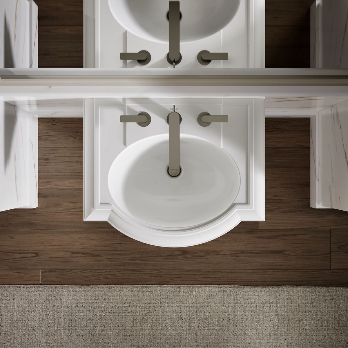 KOHLER K-2286-8 Devonshire 24" pedestal bathroom sink with 8" widespread faucet holes, white - view 5