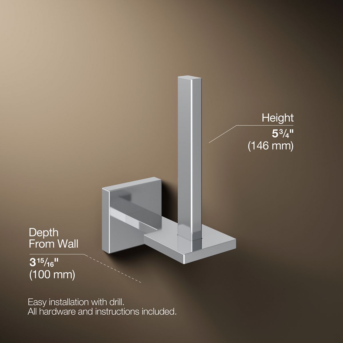 KOHLER K-23289 Square Vertical toilet paper holder
