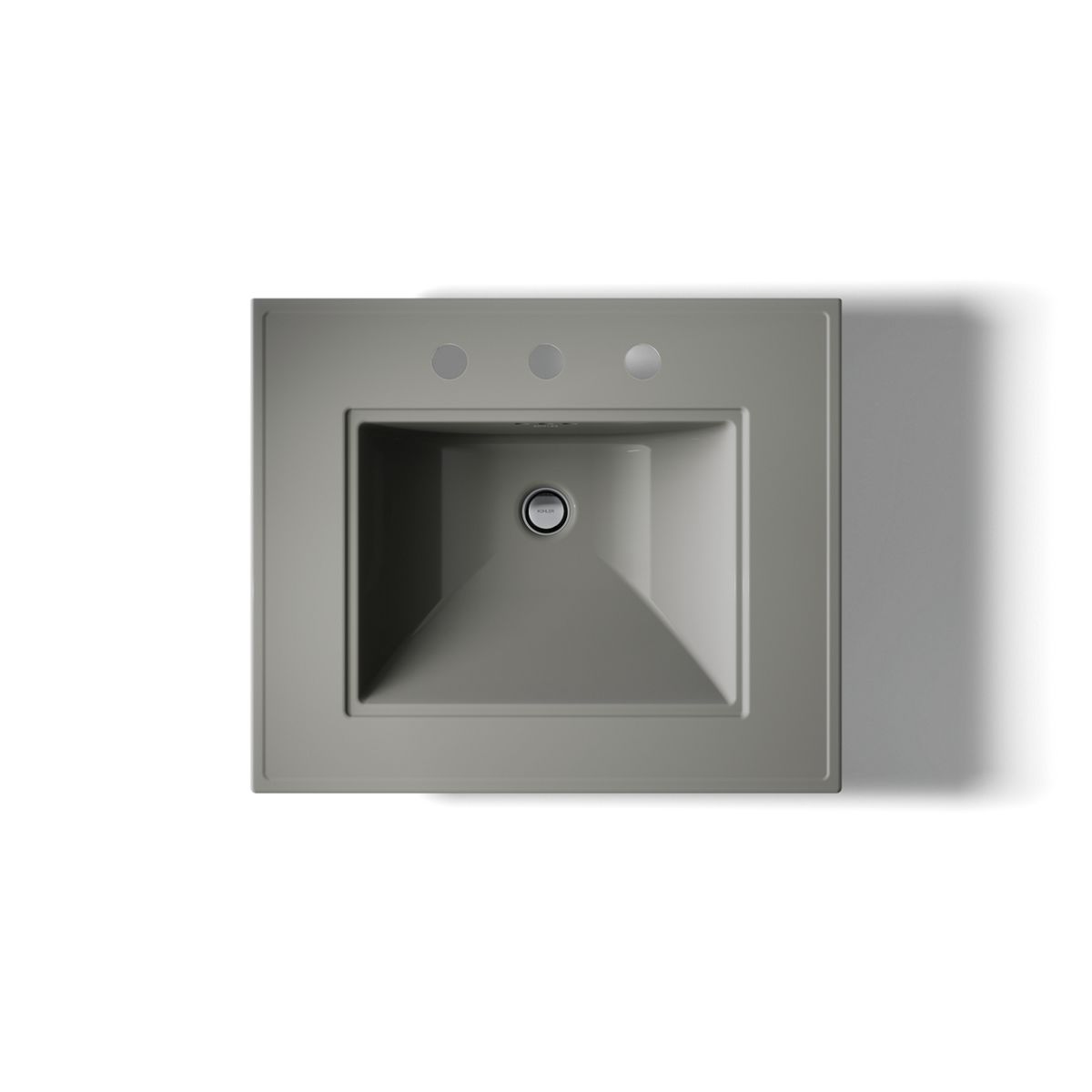 KOHLER K-2344-8 Memoirs Stately 25" Rectangular Pedestal Bathroom Sink, Thunder Grey - top view of product