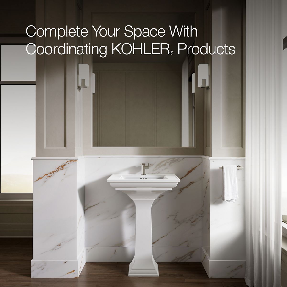 KOHLER K-2344-1 Memoirs 25" rectangular pedestal bathroom sink